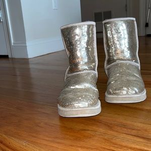 Authentic Silver Sequined Ugg Boots